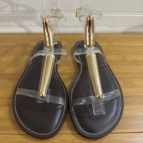 Steve Madden Women's 7 M Alma Gladiator Sandal Buckle Strap Clear - Picture 1 of 4